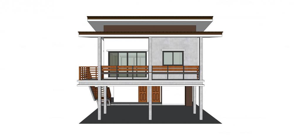 ออกแบบบ้านโมเดิร์น 2 ชั้น 3 ห้องนอน 3 ห้องน้ำ 1 ห้องครัว
