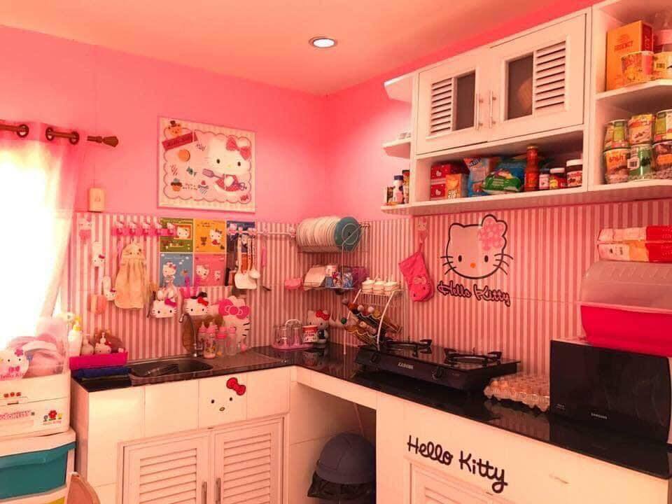 บ้านคิตตี้ทรงโมเดิร์น ชมพูทั้งหลัง