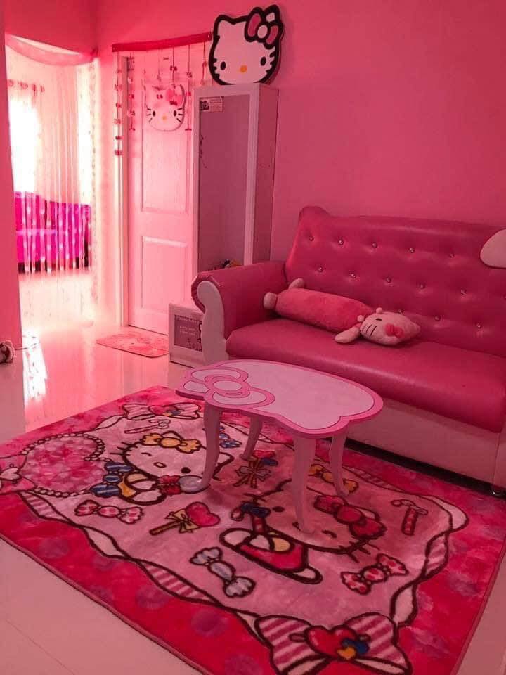 บ้านคิตตี้ทรงโมเดิร์น ชมพูทั้งหลัง