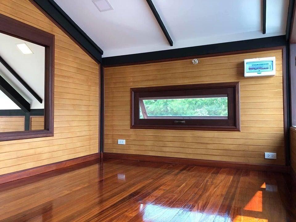 บ้านไม้ชั้นครึ่ง สไตล์ Nordic สูงโปร่ง น็อคดาวน์โครงเหล็ก บ้านพักอาศัย พร้อมร้านกาแฟ