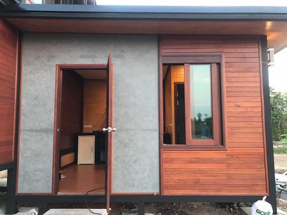 บ้านไม้ชั้นครึ่ง สไตล์ Nordic สูงโปร่ง น็อคดาวน์โครงเหล็ก บ้านพักอาศัย พร้อมร้านกาแฟ