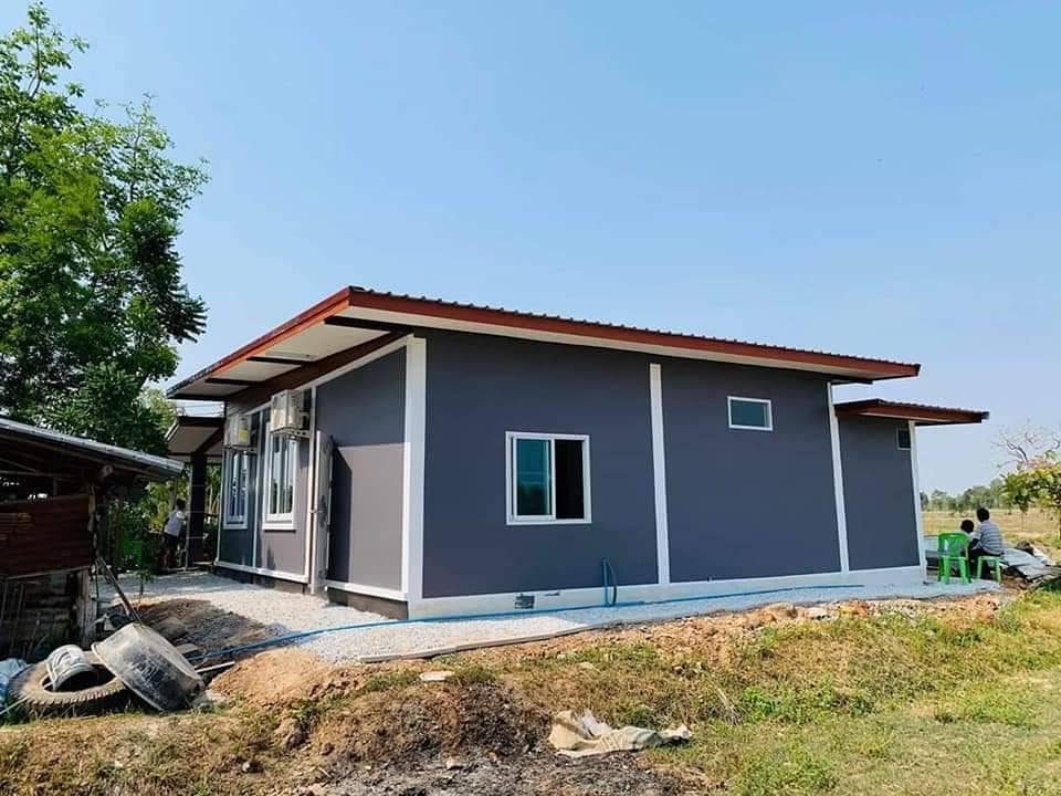 บ้านโมเดิร์น 2​ ห้องนอน​ 1​ ห้องน้ำ​ 1​ ห้องครัว​  1 ห้องนั่งเล่น งบก่อสร้าง 385,000 บาท สวยเกินราคา