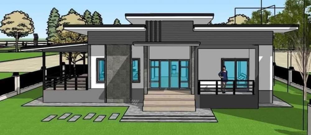 บ้านโมเดิร์น งบก่อสร้าง 1.4 ล้านบาท