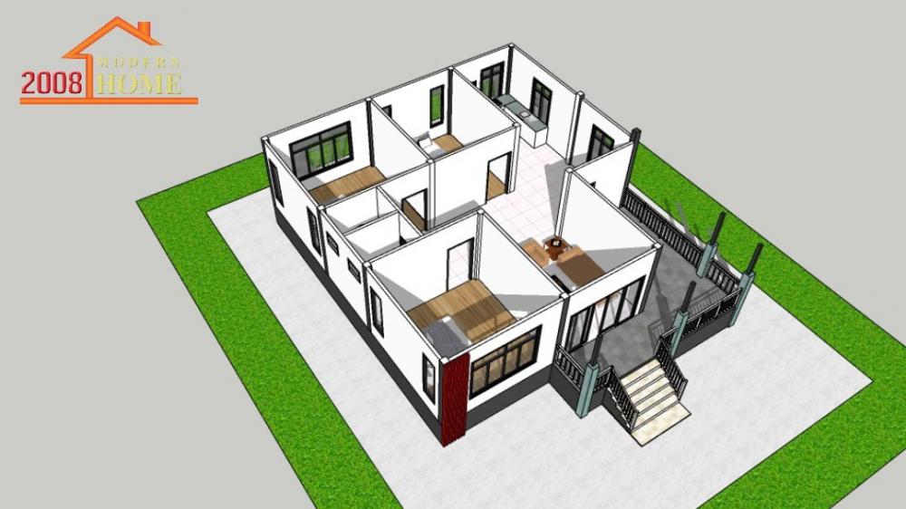 แบบบ้าน : โมเดิร์น 1ชั้น คสล.ยกพื้นสูง1.20m