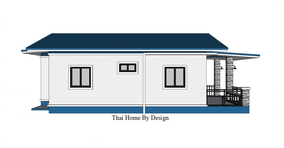แบบบ้านโมเดิร์น ขนาด 104 ตร.ม. 3 ห้องนอน 1 ห้องน้ำ 1 ห้องโถง และ 1 ห้องครัว