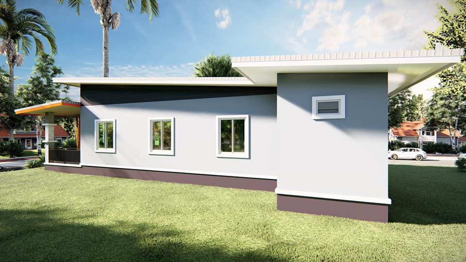 แบบบ้านโมเดิร์น 2 ห้องนอน 1 ห้องน้ำ 1 ห้องครัว 1 ห้องโถง