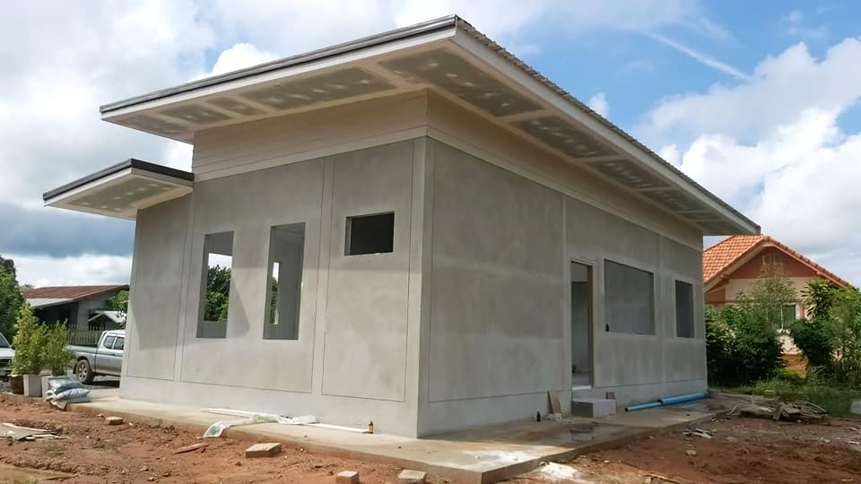 บ้านโมเดิร์น พื้นที่ใช้สอย 66 ตร.ม. 2 ห้องนอน งบ 6 แสนบาท