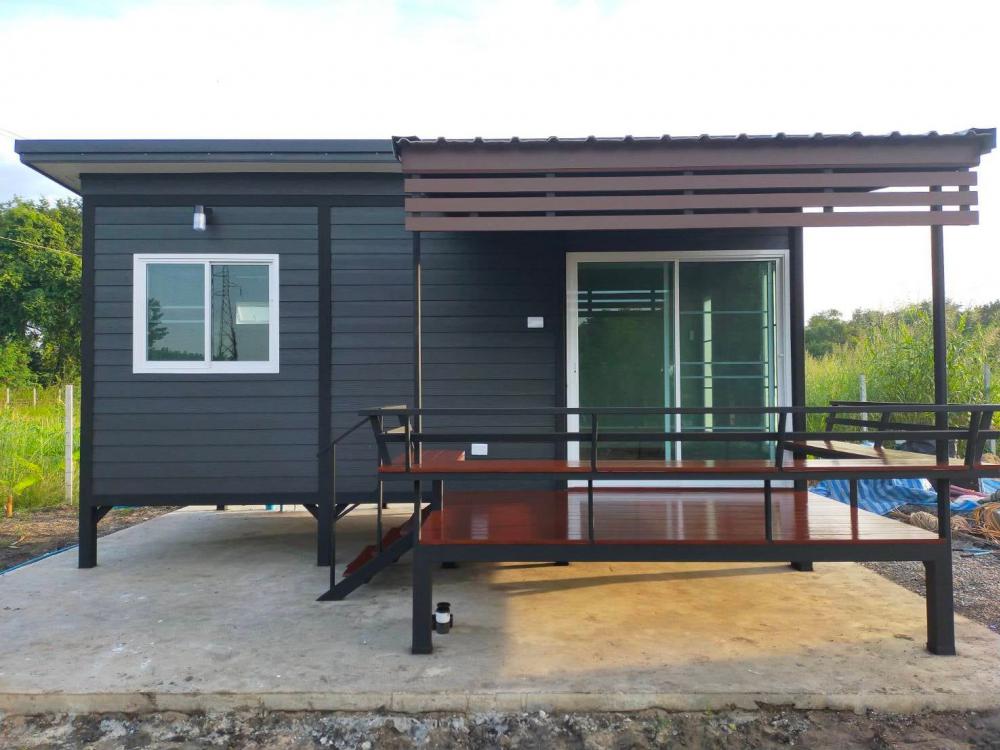 บ้านน็อคดาวน์พร้อมอยู่ 295,000 บาท (1 ห้องนอน 1 ห้องน้ำ มีระเบียงหน้าบ้าน)