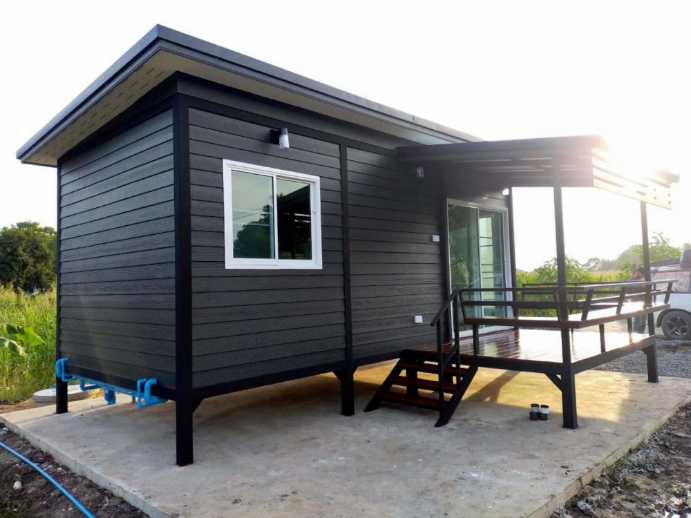 บ้านน็อคดาวน์พร้อมอยู่ 295,000 บาท (1 ห้องนอน 1 ห้องน้ำ มีระเบียงหน้าบ้าน)