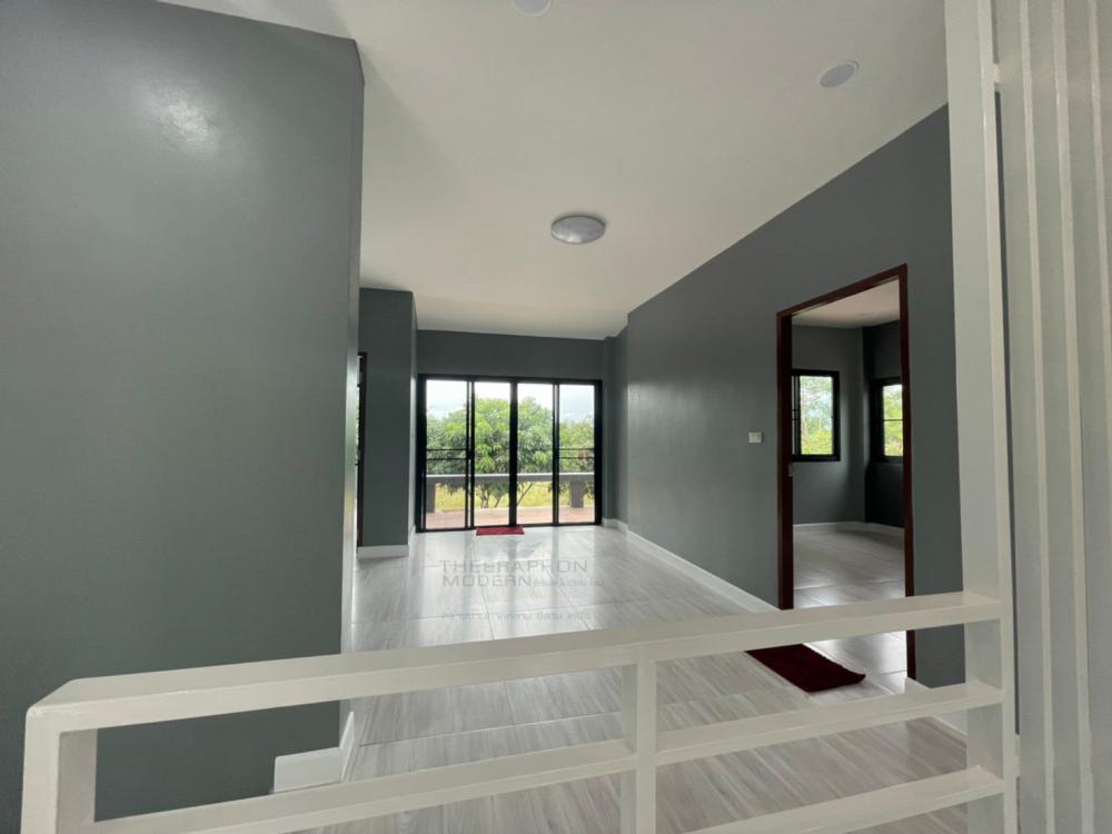 บ้านทรงโมเดิร์น 2 ห้องนอน ห้องโถง ห้องพระ ห้องน้ำ