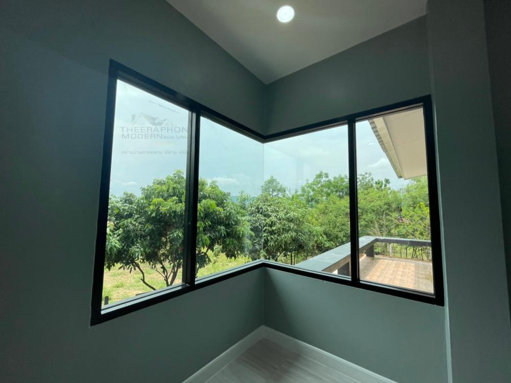 บ้านทรงโมเดิร์น 2 ห้องนอน ห้องโถง ห้องพระ ห้องน้ำ