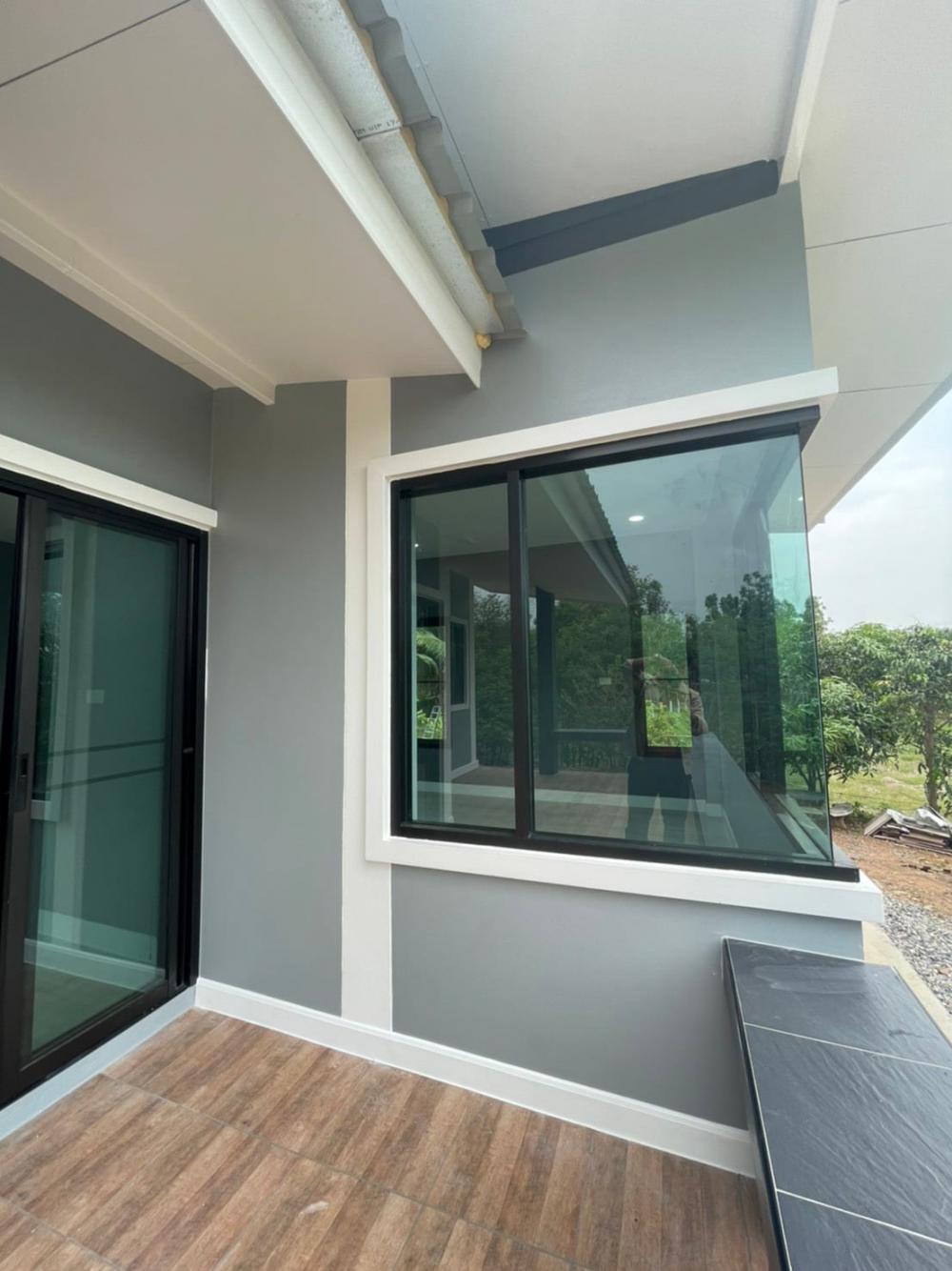 บ้านทรงโมเดิร์น 2 ห้องนอน ห้องโถง ห้องพระ ห้องน้ำ