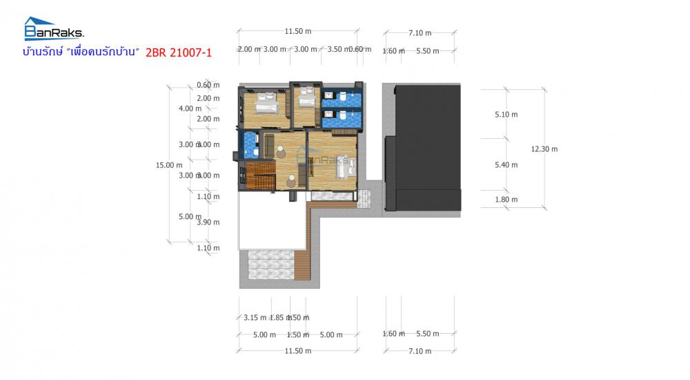 แบบบ้านพร้อมที่จอดรถ งบประมาณ 4.80 ล้านบาท