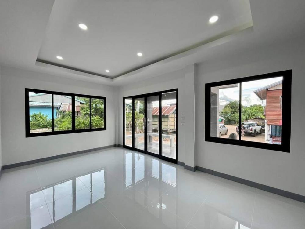 แบบบ้านโมเดิร์นชั้นเดียว 3 ห้องนอน 1 ห้องน้ำ 1 โถงรับแขก 1 พร้อมเฉลียงหน้าบ้าน