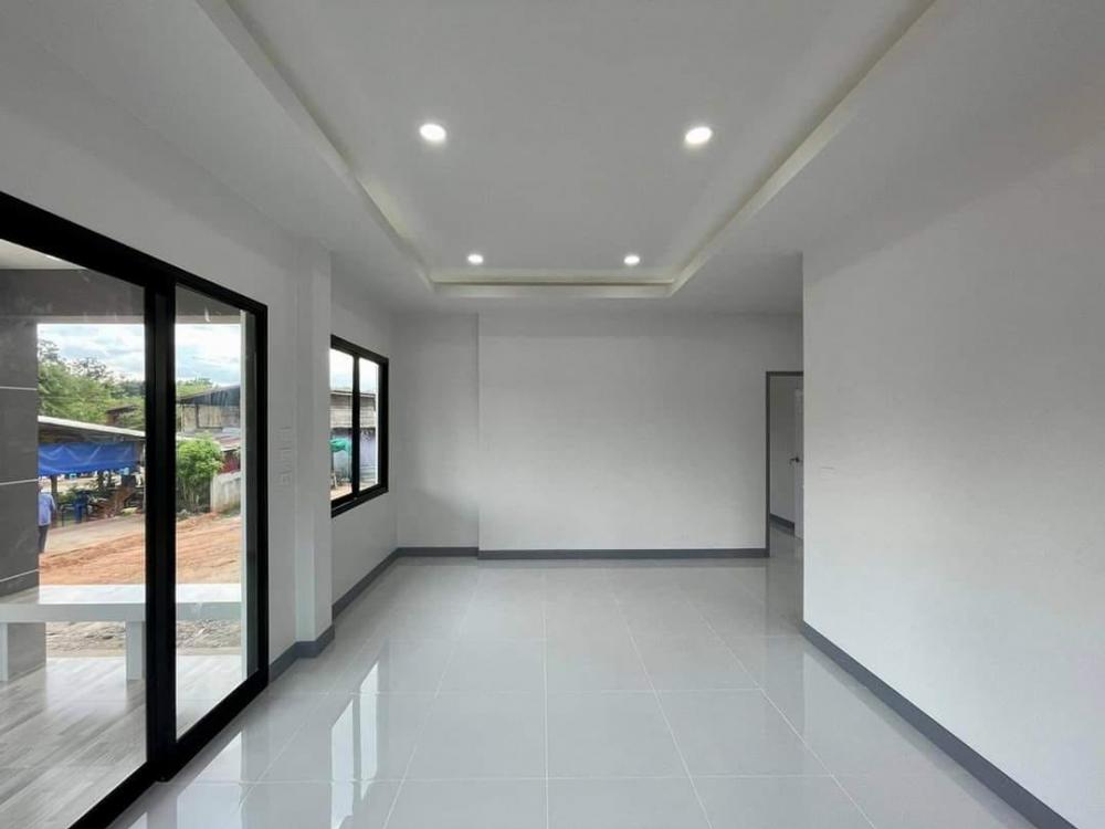 แบบบ้านโมเดิร์นชั้นเดียว 3 ห้องนอน 1 ห้องน้ำ 1 โถงรับแขก 1 พร้อมเฉลียงหน้าบ้าน