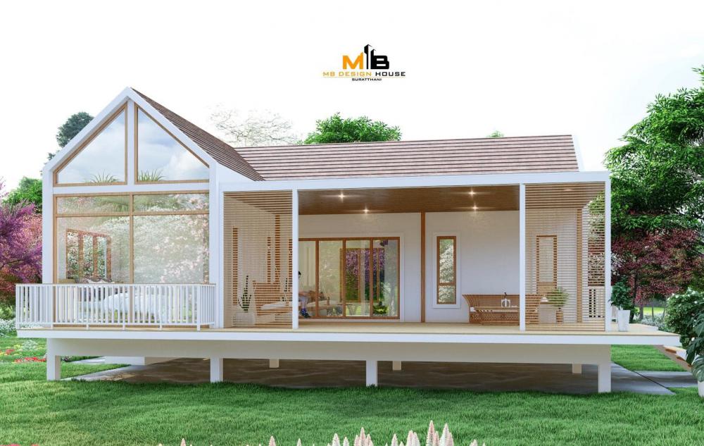 แบบบ้านยกพื้น สไตล์มินิมอลมูจิ โทนขาวน่ารัก