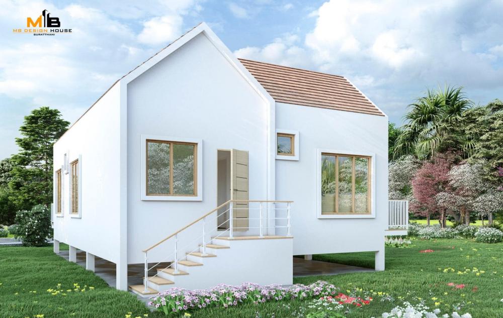 แบบบ้านยกพื้น สไตล์มินิมอลมูจิ โทนขาวน่ารัก