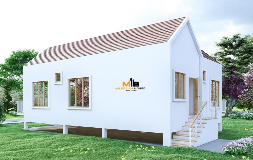 แบบบ้านยกพื้น สไตล์มินิมอลมูจิ โทนขาวน่ารัก