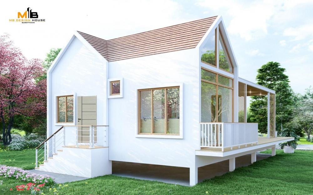 แบบบ้านยกพื้น สไตล์มินิมอลมูจิ โทนขาวน่ารัก