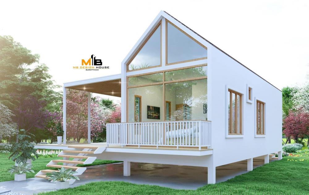 แบบบ้านยกพื้น สไตล์มินิมอลมูจิ โทนขาวน่ารัก