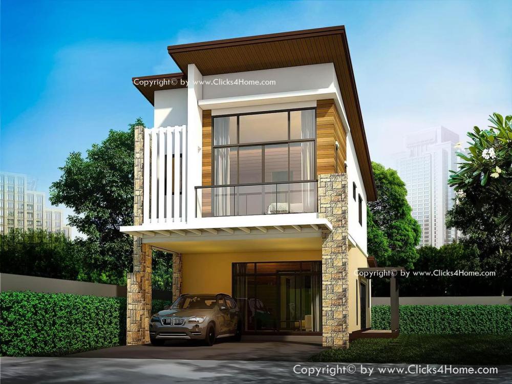 บ้านสไตล์โมเดิร์น 2 ชั้น หน้าแคบ
