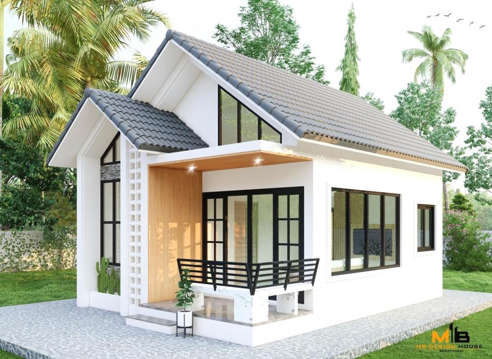 แบบบ้านมินิมอลมูจิ 2 ห้องนอน 1 ห้องน้ำ พื้นที่ 42 ตร.ม. หลังเล็กๆกะทัดรัด