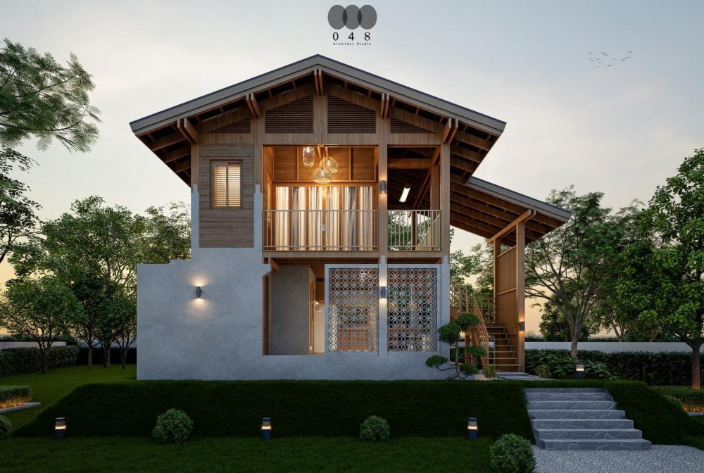 แบบบ้านสองชั้น สไตล์ Thai-Contemporary งบ 1.3 ล้าน