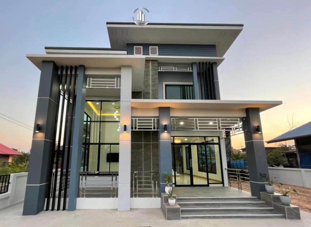 สไตล์โมเดิร์นบ้านพักอาศัย 1 ชั้นครึ่ง 3 ห้องนอน 3 ห้องน้ำ