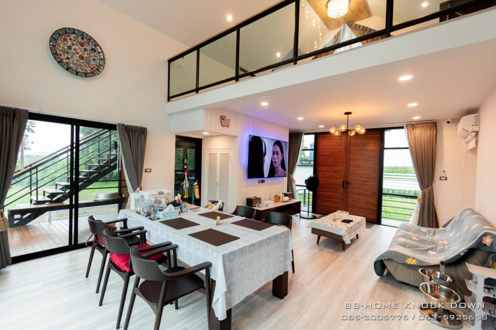 TBB24 บ้านพักตากอากาศน็อคดาวน์โครงเหล็ก รูปทรงนอร์ดิก