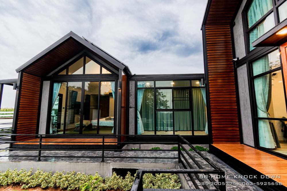 TBB24 บ้านพักตากอากาศน็อคดาวน์โครงเหล็ก รูปทรงนอร์ดิก