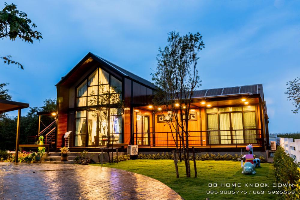 TBB24 บ้านพักตากอากาศน็อคดาวน์โครงเหล็ก รูปทรงนอร์ดิก