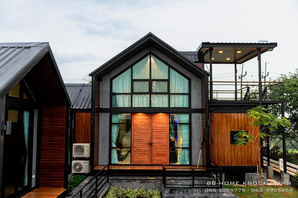 TBB24 บ้านพักตากอากาศน็อคดาวน์โครงเหล็ก รูปทรงนอร์ดิก
