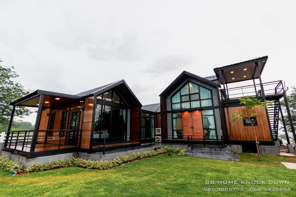 TBB24 บ้านพักตากอากาศน็อคดาวน์โครงเหล็ก รูปทรงนอร์ดิก