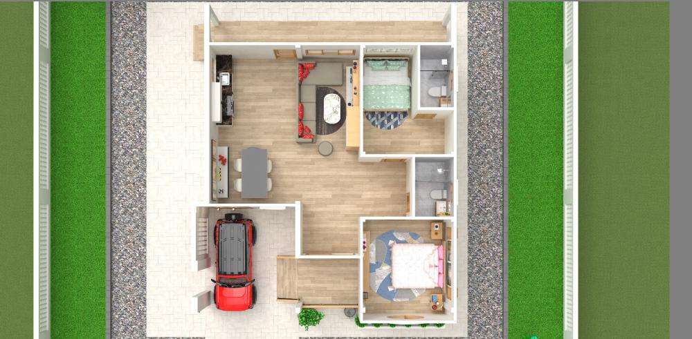 แบบบ้านมินิมอล 2 ห้องนอน 2 ห้องน้ำ งบประมาณ 9 แสน - 1 ล้าน รูปที่ 9