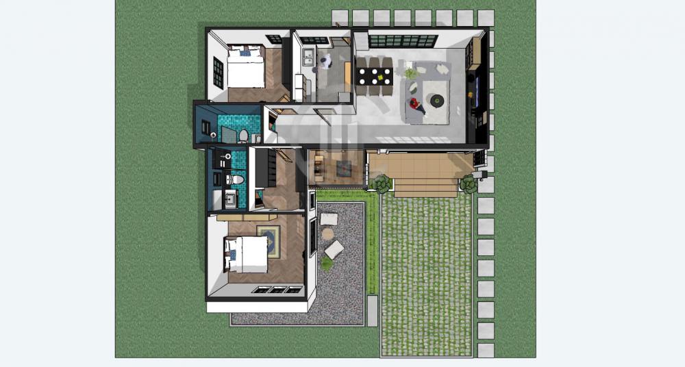 แบบบ้านสไตล์คอนเทมโพรารี่ ขนาด 2 ห้องนอน 2 ห้องน้ำ ห้องแต่งตัว รูปที่ 6