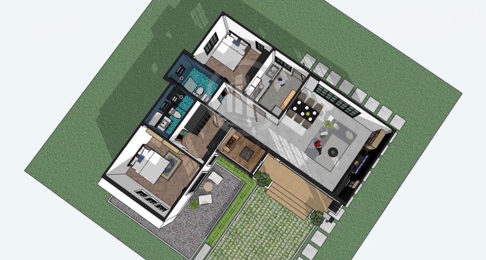 แบบบ้านสไตล์คอนเทมโพรารี่ ขนาด 2 ห้องนอน 2 ห้องน้ำ ห้องแต่งตัว รูปที่ 8