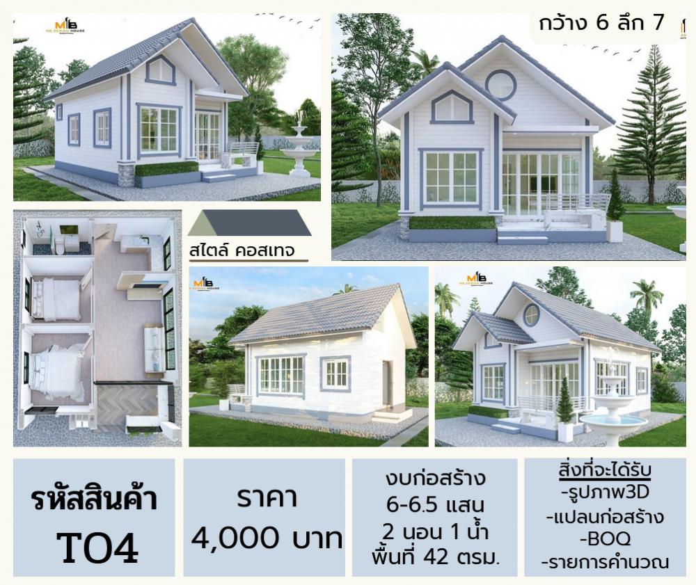 แบบบ้าน T06 คอสเทจ หลังน้อย ๆ 2 ห้องนอน 1 ห้องน้ำ งบ 6 แสนต้นๆ รูปที่ 19