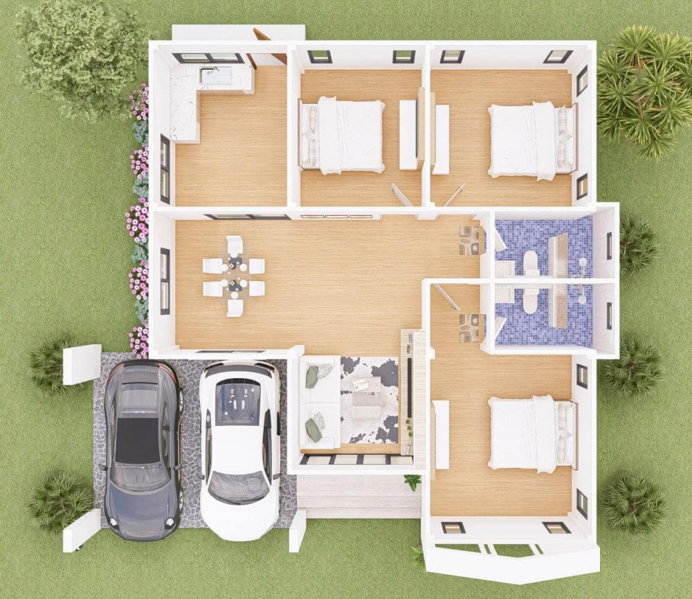 แบบบ้านทรงจั่วผสมมินิมอล ดูอบอุ่นน่ารักที่สุด รูปที่ 16