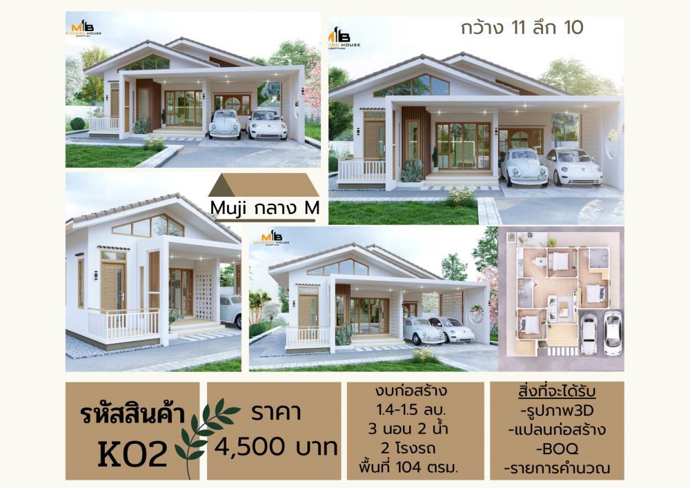 แบบบ้านมินิมอลมูจิ 3 ห้องนอน 2 ห้องน้ำ 1 ที่จอดรถ งบ 1.4 ลบ. รูปที่ 37