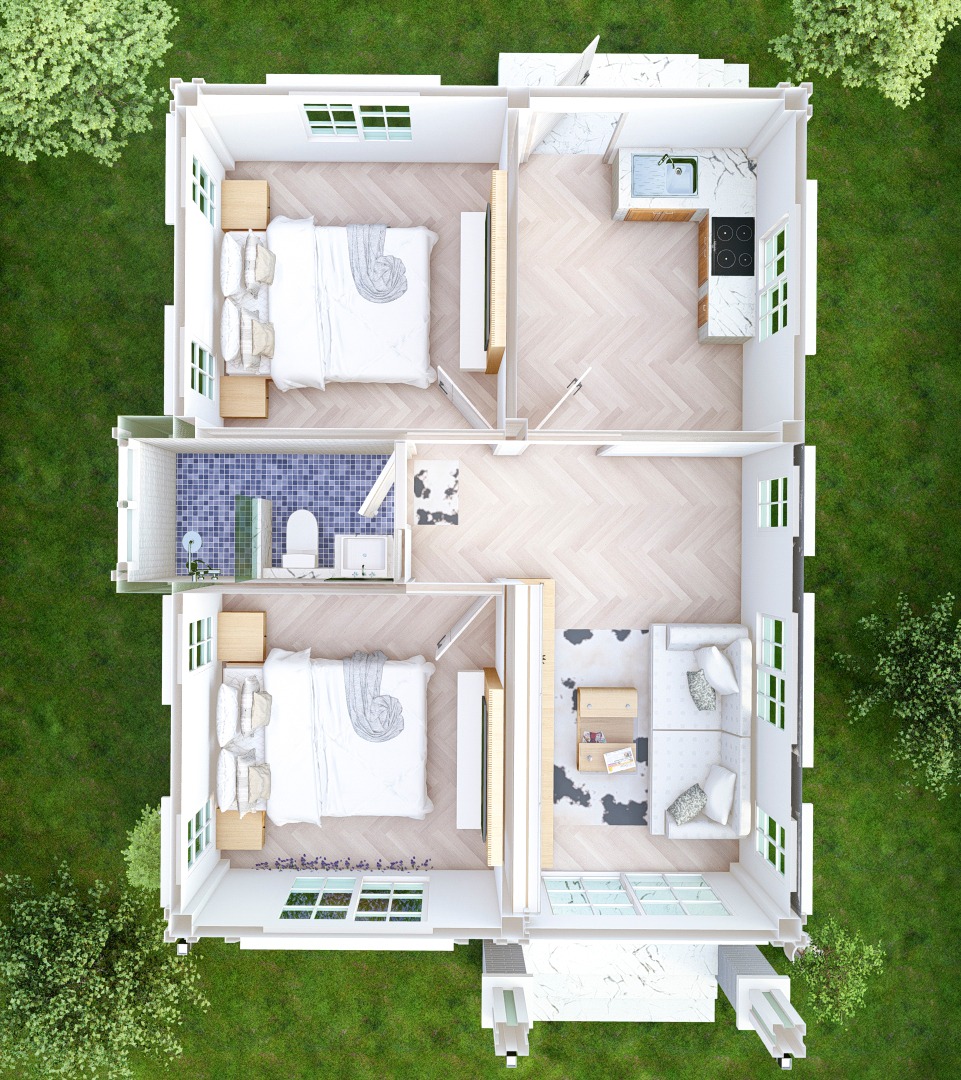 บ้านไสตล์คอสเทจหลังน้อยๆ  ขนาด 2 ห้องนอน 1 ห้องน้ำ งบ 6.5 แสน  ตกแต่งด้วย สีพาสเทล หวานแหวว น่ารัก รูปที่ 21