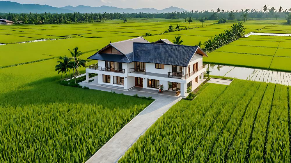 แบบบ้านจาก AI สไตล์ชนบท อบอวนไปด้วยต้นข้าว รูปที่ 3