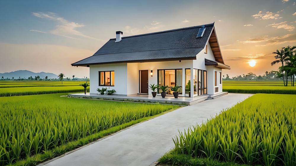 แบบบ้านจาก AI สไตล์ชนบท อบอวนไปด้วยต้นข้าว รูปที่ 4