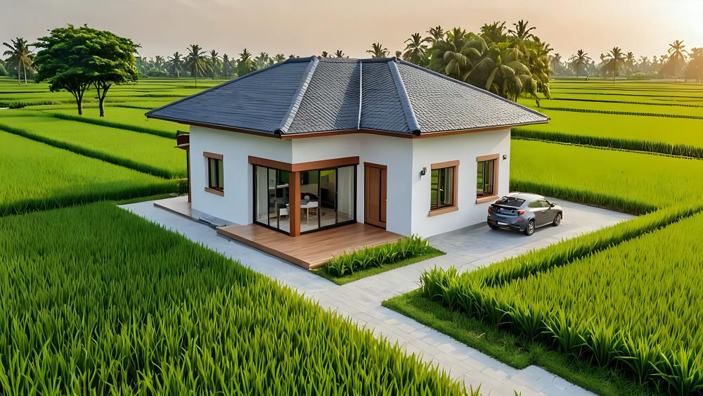 แบบบ้านจาก AI สไตล์ชนบท อบอวนไปด้วยต้นข้าว รูปที่ 5