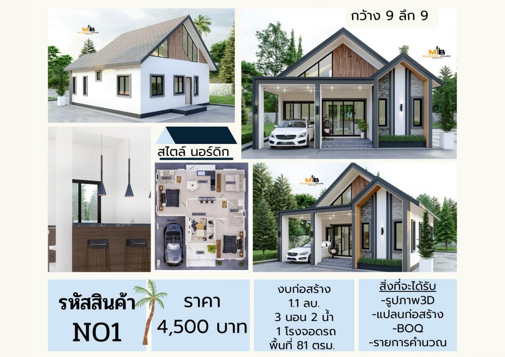 บ้านโมเดิร์นขนาด 3 ห้องนอน 2 ห้องน้ำ พื้นที่ใช้สอย 81 ตร.ม. งบ 1.1-1.2 ล้าน รูปที่ 26