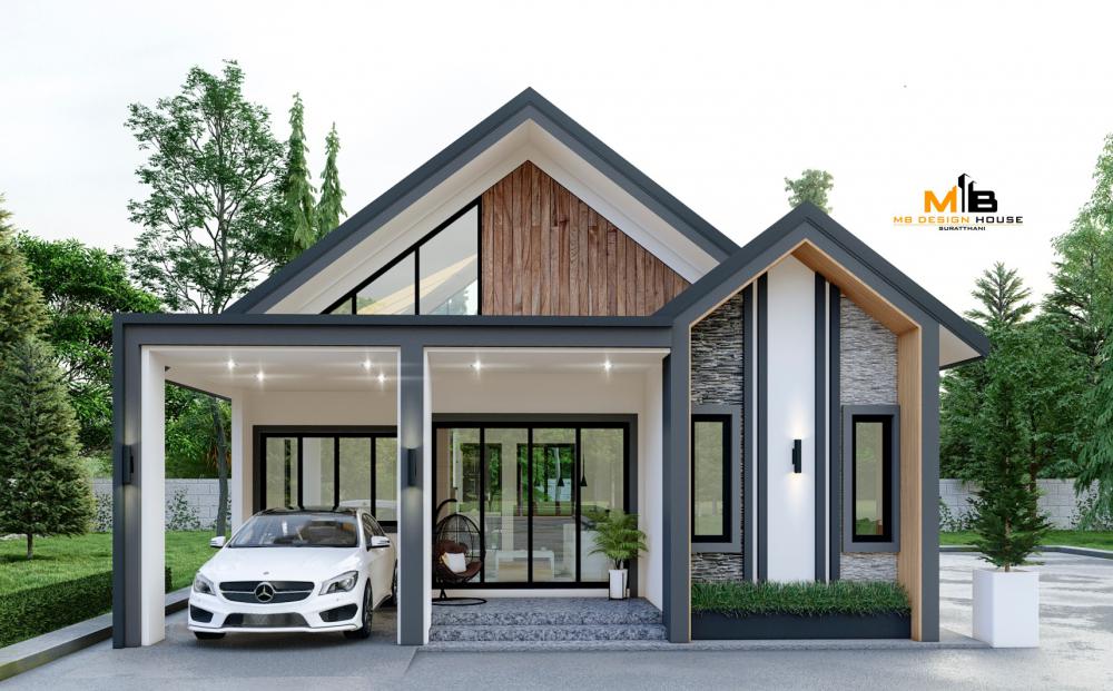 บ้านโมเดิร์นขนาด 3 ห้องนอน 2 ห้องน้ำ พื้นที่ใช้สอย 81 ตร.ม. งบ 1.1-1.2 ล้าน รูปที่ 3