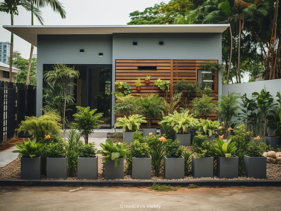 ไอเดียตกแต่งรอบรั้วบ้านด้วยดอกไม้และกระถางต้นไม้ รูปที่ 10