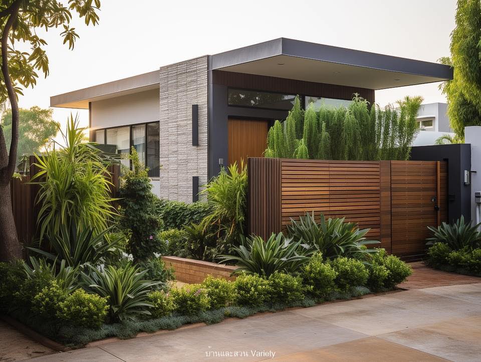 ไอเดียตกแต่งรอบรั้วบ้านด้วยดอกไม้และกระถางต้นไม้ รูปที่ 12