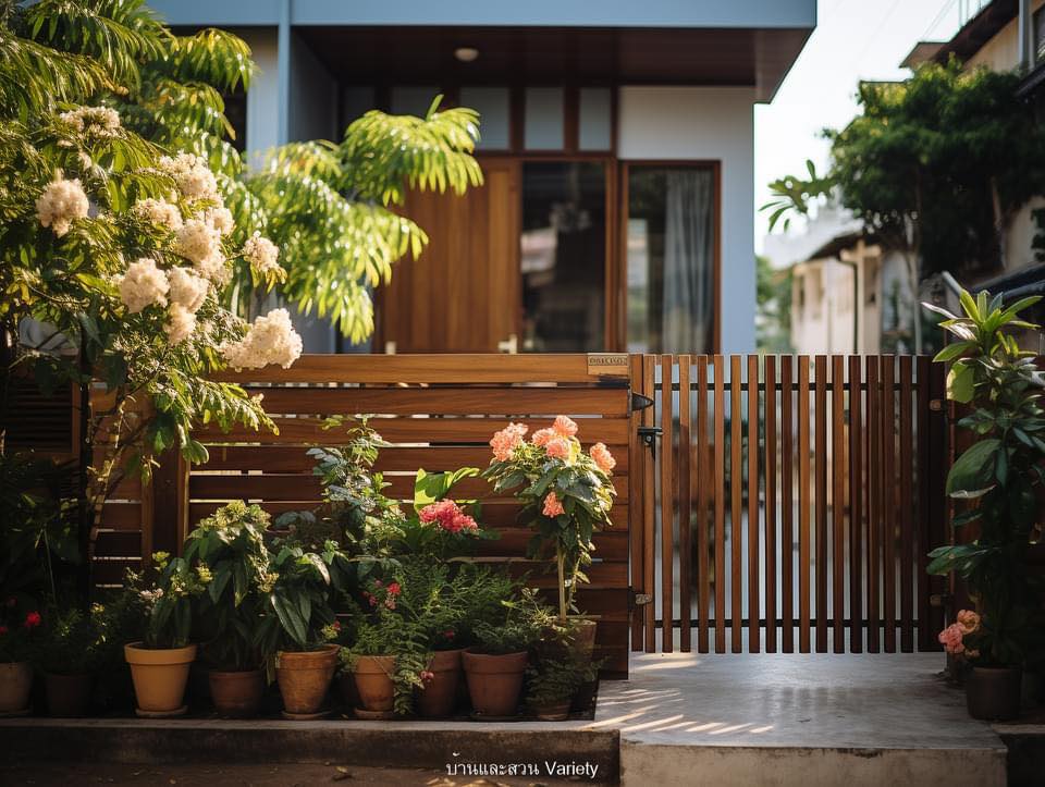 ไอเดียตกแต่งรอบรั้วบ้านด้วยดอกไม้และกระถางต้นไม้ รูปที่ 16