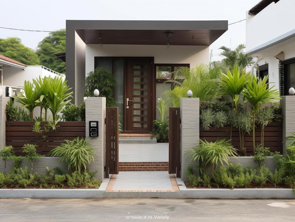 ไอเดียตกแต่งรอบรั้วบ้านด้วยดอกไม้และกระถางต้นไม้ รูปที่ 18