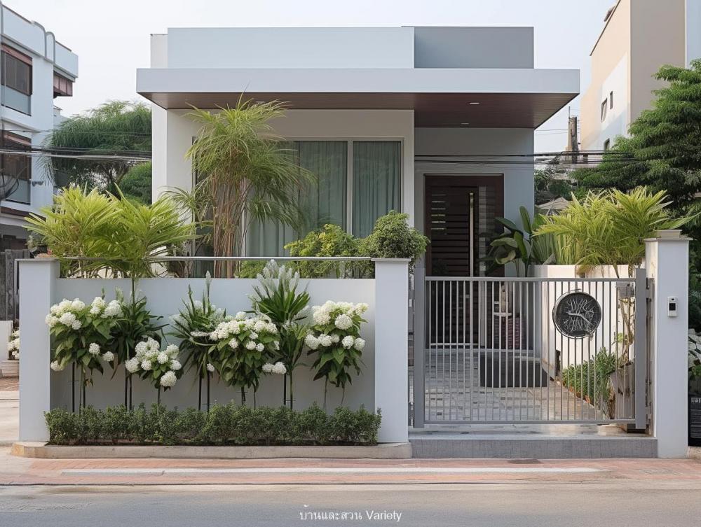 ไอเดียตกแต่งรอบรั้วบ้านด้วยดอกไม้และกระถางต้นไม้ รูปที่ 4